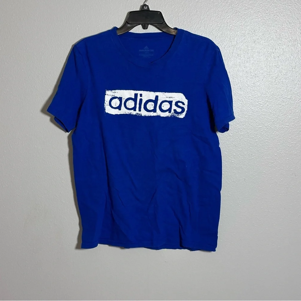 Adidas Men Blue Amplifier Tee Graphic‎ Logo Crew Neck size M